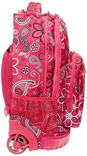 Rockland Single Handle Rolling Backpack, Bandana, 19-Inch