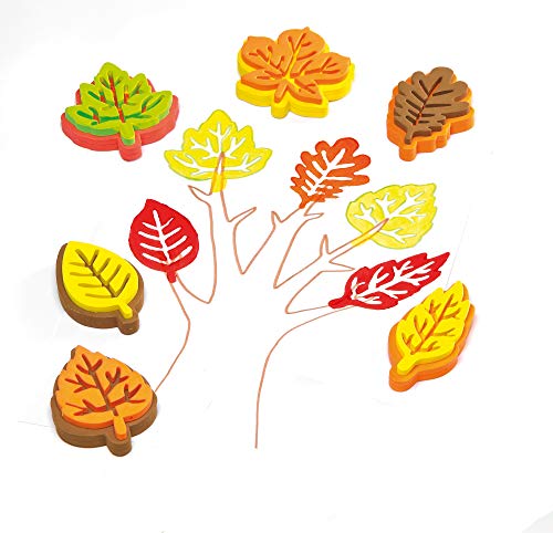 Baker Ross EF861 Foam Leaf Shaped Stampers - Pack of 10, Fall Stampers for Kids, Kids Foam Stamps, Fall Crafts for Kids