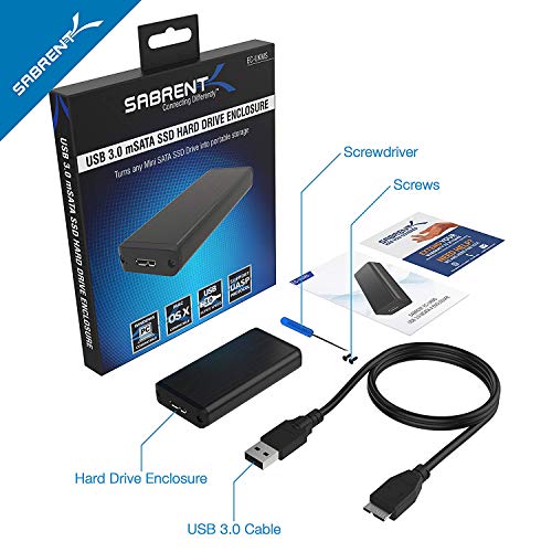 SABRENT USB 3.0 mSATA II or III/5GBp/s SSD Enclosure Adapter [Support UASP] (EC-UKMS)