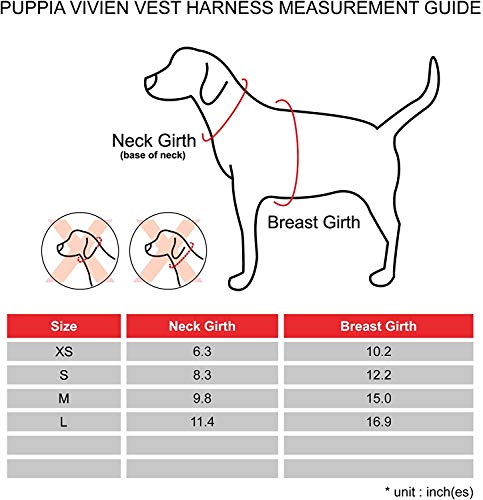 Puppia Vivien Vest Dog Harness Step-in All Season Mesh Cute No Pull No Choke Walking Training for Small Dog, Red, Small