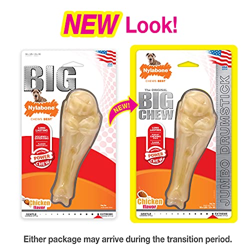 Nylabone Power Chew Jumbo Drumstick Big Dog Chew Toy Drumstick Chicken XX-Large/Monster (1 Count)