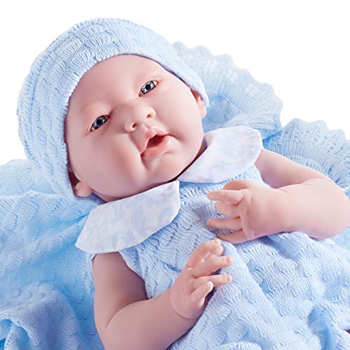 Anatomically Correct Real Boy Baby Doll | 15' All-Vinyl Baby Doll | JC Toys - La Newborn | Made in Spain | Comes With Blue Knit Outfit and Accessories | Designed by Berenguer | Ages 2+
