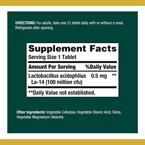 Nature’s Bounty Acidophilus Probiotic, Daily Probiotic Supplement, Supports Digestive Health, Twin Pack, 200 Tablets