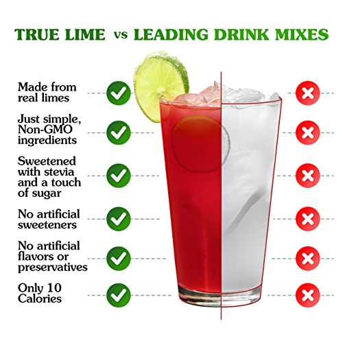 TRUE LIME Black Cherry Limeade Drink Mix (10 Count - 1 pack) | Made from Real Limes | No Preservatives, No Artificial Sweeteners, Gluten Free | Water Flavor Packets and Water Enhancer with Stevia
