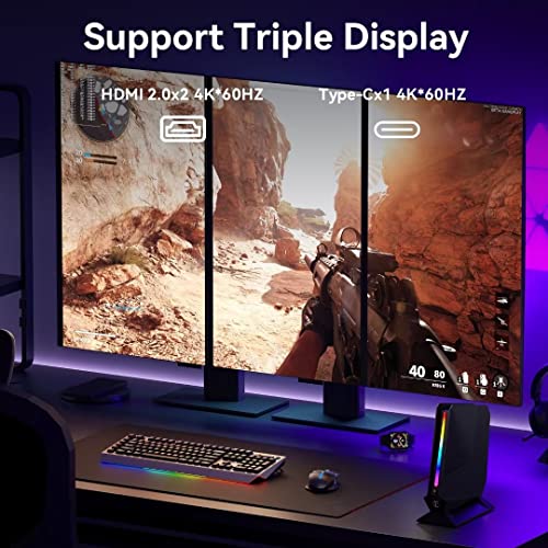 Mini Gaming PC Intel i7-12700H(up to 4.7GHz) 14C/20T NVIDIA RTX3050 32GB DDR4 1TB PCIE4.0 SSD RGB Lights Mini Gaming Desktop Computer Windows 11 Pro, 2X HDMI Type-C WiFi6 BT5.2, 6X USB Ports