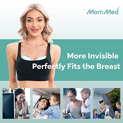 MomMed Double Wearable Breast Pump, Hands-Free Electric Breast Pump with 3 Mode 12 Levels, Leak-Proof Design and Low Noise, 27mm All-in-One Painless Breastfeeding Breast Pump, Extra 24mm Flange Inserts