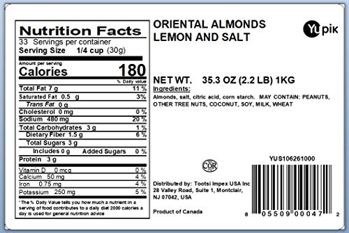 Yupik Nuts Oriental Lemon and Salt Almonds, 2.2 lb