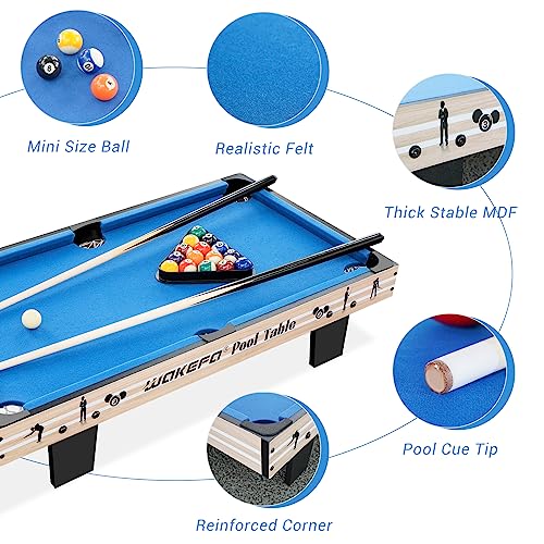 Mini Pool Table Top Games: 36-Inch Tabletop Billiards Table Set with 16 Pool Balls, 2 Cues, 1 Triangle Rack, 2 Chalks and 1 Table Brush, Portable Pool Games for Kids, Children,Dog,Cat,Pet, Family Game