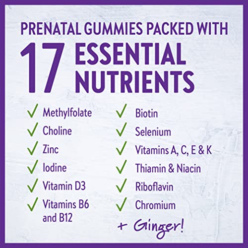 New Chapter Prenatal Multivitamin Gummies – 71% Less Sugar, Prenatal Gummies for Mom and Healthy Baby with Prenatal Vitamins Methylfolate, D3, Choline and Ginger, Non-GMO, Gluten Free, Berry Citrus, 90ct