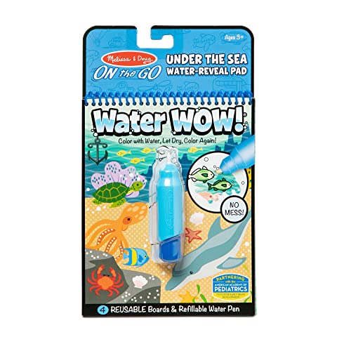 Melissa and Doug On the Go Water Wow! Reusable Water-Reveal Activity Pad - Under the Sea - Party Favors, Stocking Stuffers, Travel Toys For Toddlers, Mess Free Coloring Books For Kids Ages 3+