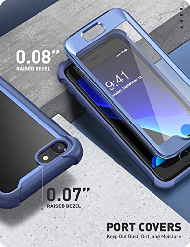 i-Blason Ares Case for iPhone SE 2022 (3rd Gen), [Built-in Screen Protector] Dual Layer Rugged Clear Bumper Case for iPhone SE 2022/ iPhone SE 2020/ iPhone 8/ iPhone 7 (Blue)