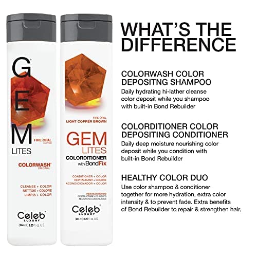 Celeb Luxury Gem Lites Colorditioner, Semi-Permanent Professional Hair Color Depositing Conditioner, Fire Opal