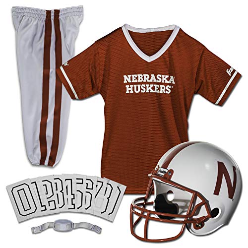 Franklin Sports NCAA Nebraska Huskers Kids College Football Uniform Set - Youth Uniform Set - Includes Jersey, Helmet, Pants - Youth Medium