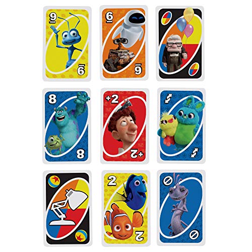 Mattel Games UNO Pixar Card Game for Family Night, Travel Game for Kids with Storage Tin and Special Rule for 2-10 Players [Amazon Exclusive]