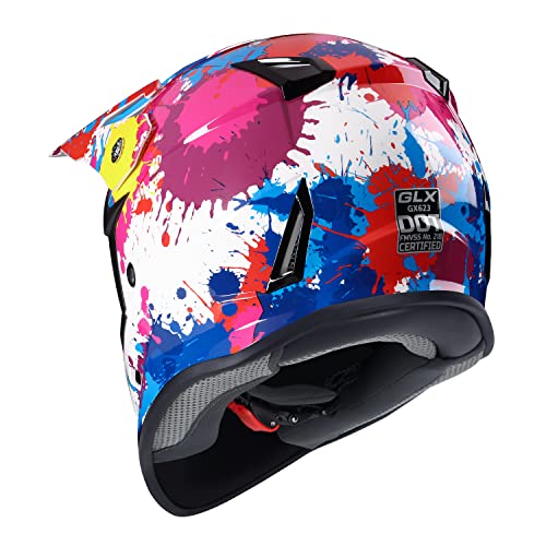 GLX GX623 DOT Kids Youth ATV Off-Road Dirt Bike Motocross Motorcycle Full Face Helmet Combo Gloves Goggles for Boys and Girls (Graffiti, Large)