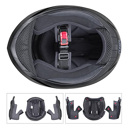 GLX GX11 Compact Lightweight Full Face Motorcycle Street Bike Helmet with Extra Tinted Visor DOT Approved (Black, X-Large)