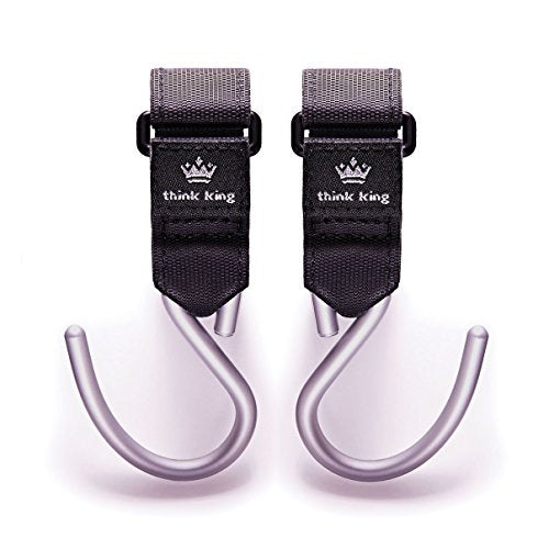 Think King Mighty Hook for Stroller, Wheelchair, Walker, 2 Pack, Black/Brushed Aluminum, 2 Count (Pack of 1)