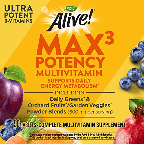 Nature's Way Alive! Max3 Potency Multivitamin, High Potency Antioxidants and B-vitamins to Support Daily Energy Metabolism*, 90 Tablets