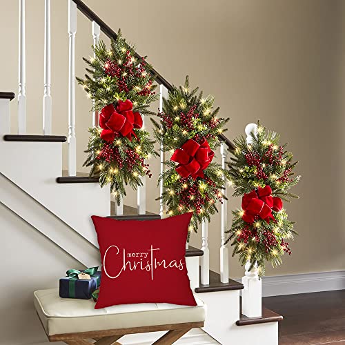 Allorry Christmas Pillow Covers Merry Christmas Throw Pillow Decorative Beige Cotton Cloth Linen Cloth Pillow Cover Sofa Cover Decorative Rectangle Length 18X18 inches