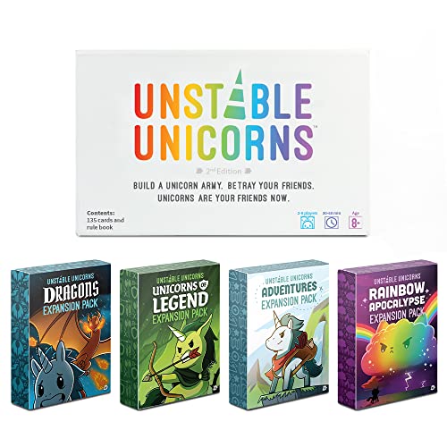 TeeTurtle Unstable Unicorns Base Game - A Strategic Card Game and Party Game for Adults and Teens