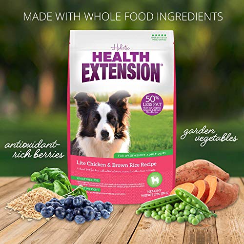 Health Extension Weight Control Dry Dog Food, Natural Food for Overweight Adult Dogs with Added Vitamins and Mineral, Lite Chicken and Brown Rice Recipe (15 lbs / 6.8 kg)