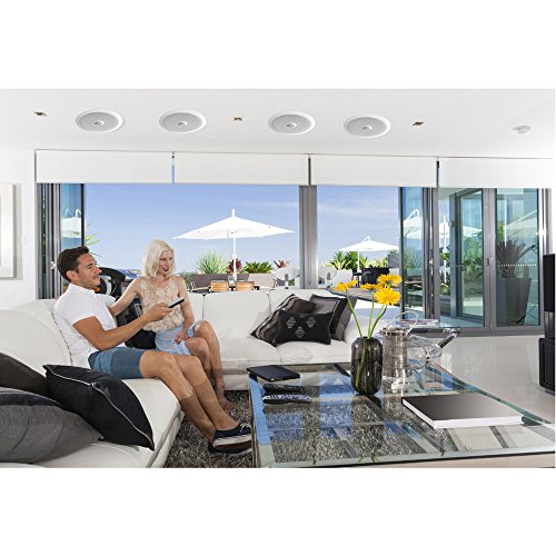 Pyle 8” Ceiling Wall Mount - Pair Of 2-Way Midbass Woofer Speaker Directable 1” Titanium Dome Tweeter Flush Design W/ 55Hz-22kHz Frequency Response and 300 Watts Peak Easy Installation - Pyle PDIC80