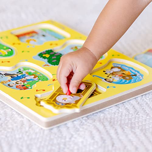 Melissa and Doug Sing-Along Nursery Rhymes Sound Puzzle - Wooden Peg Puzzle (8 pcs)