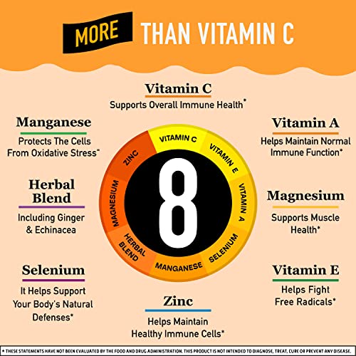 Airborne 1000mg Vitamin C with Zinc, SUGAR FREE Effervescent Tablets, Immune Support Supplement with Powerful Antioxidants Vitamins A C and E - 30 Fizzy Drink Tablets, Zesty Orange Flavor