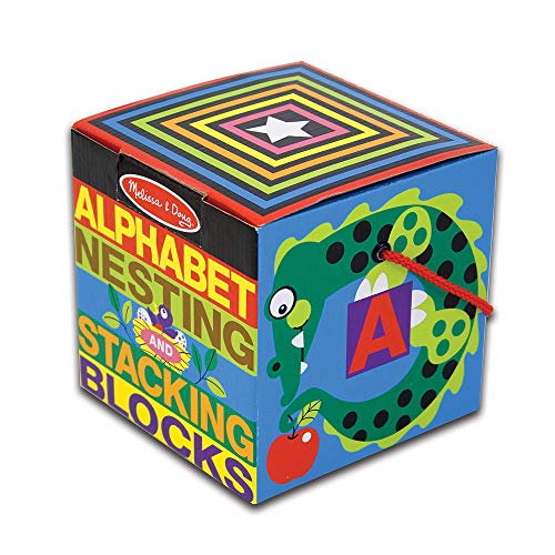 Melissa and Doug Deluxe 10-Piece Alphabet Nesting and Stacking Blocks - Stack And Sort , ABC Learning , Stackable Toys For Toddlers Ages 2+