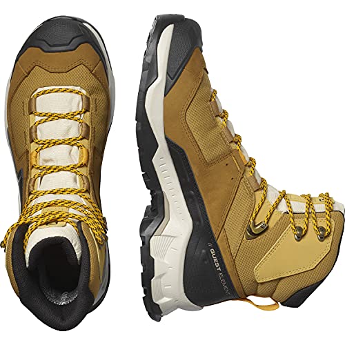 Salomon Quest Element Gore-TEX Hiking Boots for Men, Cumin/Bleached Sand/Saffron, 9.5