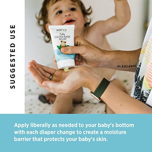 Maty's Baby Diaper Rash Relief Ointment - Natural Soothing Cloth Diaper Safe Cream Made With Organic Ingredients like Lavender, Aloe and Zinc, for Babies 2 months+, 3.75 Oz, 2 Pack