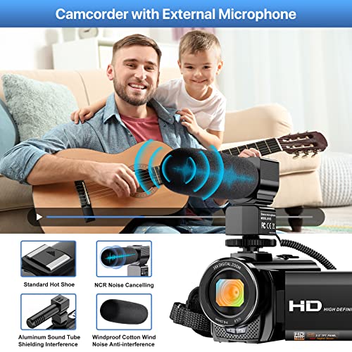 ALSONE Video Camera Camcorder Digital YouTube Vlogging Camera Recorder FHD 1080P 24.0MP 3.0 Inch 270 Degree Rotation Screen 16X Digital Zoom Camcorder with Microphone,Remote Control and 2 Batteries