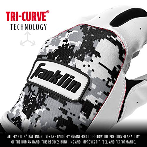 Franklin Sports MLB Digitek Baseball Batting Gloves - Gray/White/Black Digi - Adult Large