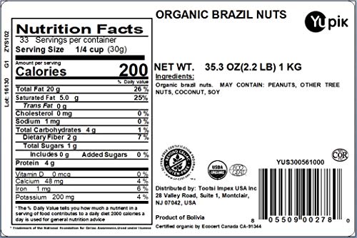 Yupik Brazil Nuts, Organic, 2.2 lb, Non-GMO, Vegan, Gluten-Free