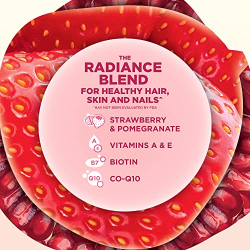 The Secret Nature of Fruit Beauty Chews, Real Fruit Powered Vitamin Chews with Vitamins A and E, Biotin, CoQ10, Strawberry and Pomegranate for Healthy Hair, Skin and Nails, Gummy, (60 Count)