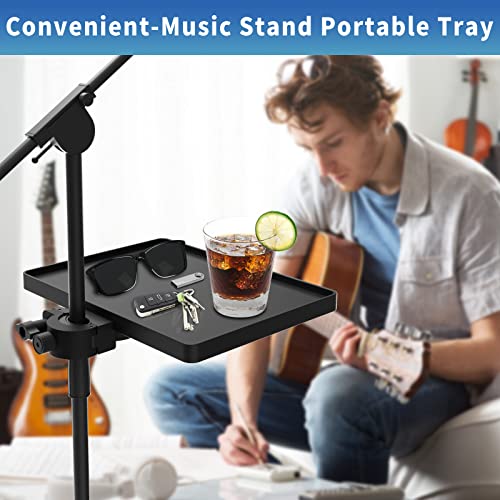 Universal Microphone Stand Tray, Adjustable Mic Stand Clamp-On Utility Shelf Rack Tray Holder for Music Sheet, Live Broadcast, Live Streaming, Karaoke, Recording, Music Stand Accessories (8.7' x 6.5')