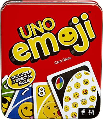 UNO Emoji Card Game for Family Night, Travel Game with Emoji Graphics and Special Rule for 2-10 Players