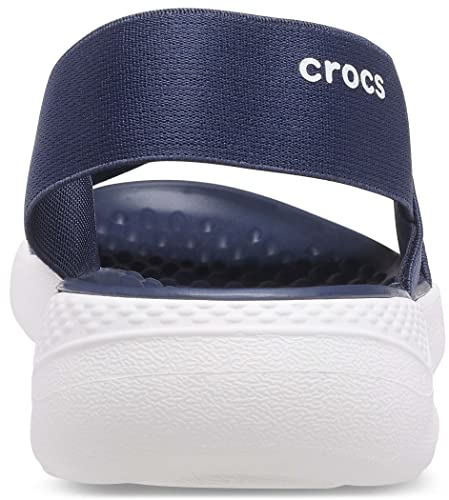 Crocs womens Women's Literide Stretch Sandal, Navy/White, 6 US