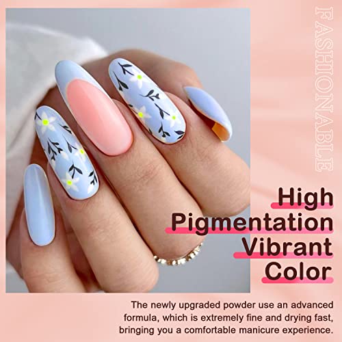 REDNEE 21 Pcs Dip Powder Nail Kit Starter - 12 Colors Nude Pink Glitter Fast Dry Dipping Powder Essential Kit for French Nail Manicure Nail Art Set RE34