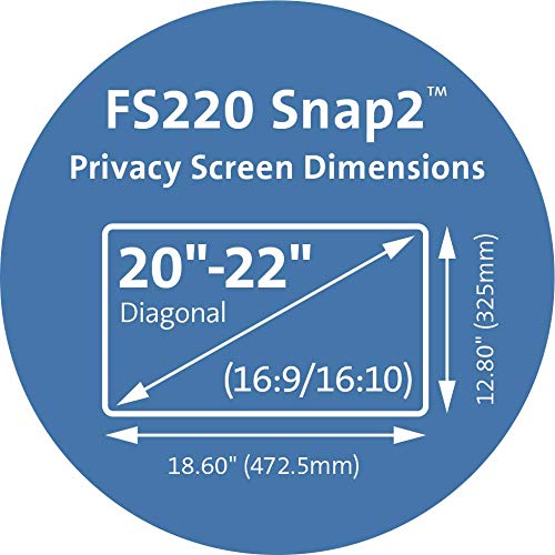 Kensington FS220 Snap2 Privacy Screen for 20-Inch to 22-Inch Widescreen 16:10 Monitors (K55779WW), Black