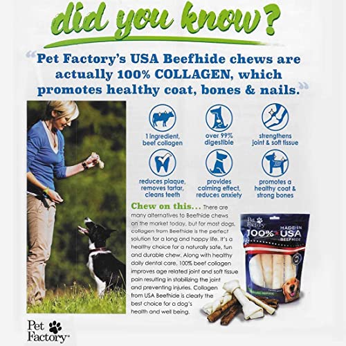 Pet Factory 100% Made in USA Beefhide 8' Rolls Dog Chew Treats - Natural Flavor, 10 Count/1 Pack