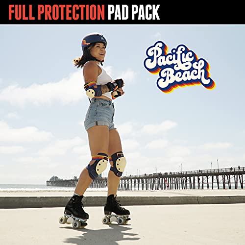 Triple Eight Saver Series Adult/Child Pad Set with Kneesavers, Elbowsavers, and Wrist Savers, for Skate, Bike, and Roller, Junior, Pacific Beach