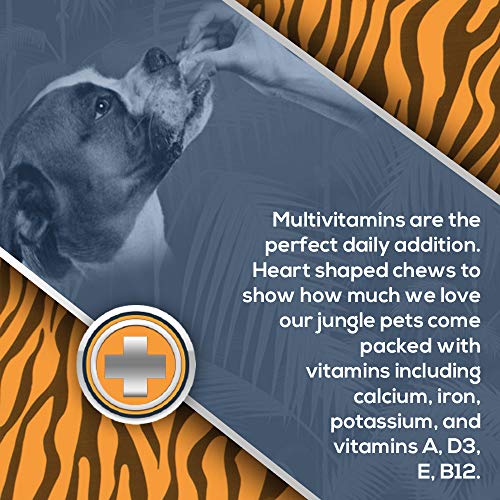 Jungle Pet Dog Multivitamin for Dogs - Antioxidants, Minerals and Vitamin E for Dogs - Heart Shaped Dog Multivitamins Chewable Dog Vitamins and Supplements - Hickory Bacon Flavor - 60 ct