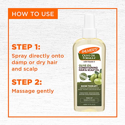 Palmers Olive Oil Formula Hair Conditioning and Scalp Oil Spray, Hydration and Shine Therapy for Dry or Damaged Hair, Promotes Scalp Health, 5.1 Oz (Pack of 2)