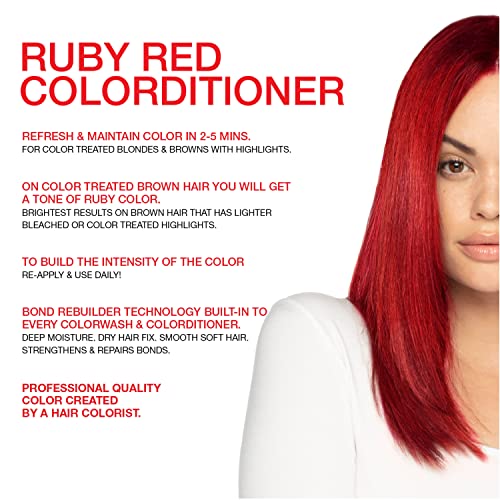 Celeb Luxury Gem Lites Ruby Red Colorditioner, Color Depositing Conditioner with Bondfix Bond Rebuilder, Semi Permanent Hair Colour Glaze, Maintains and Refreshes Red and Deep Red Tones