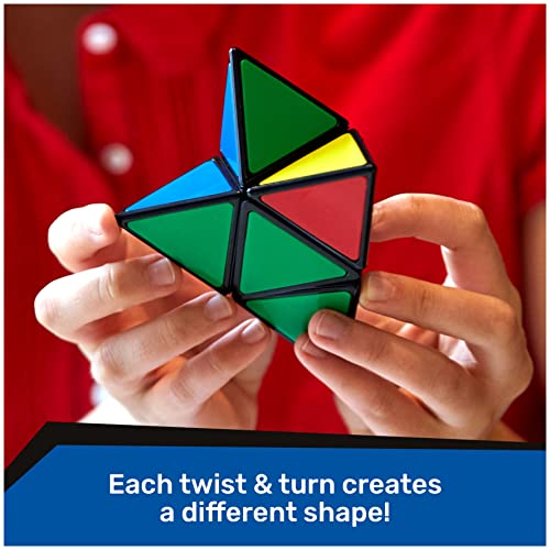 Rubik’s Pyramid, Pocket Color-Matching Triangular Travel Cubing Puzzle Retro Challenging Brain Teaser Fidget Toy, for Adults and Kids Ages 8 and up