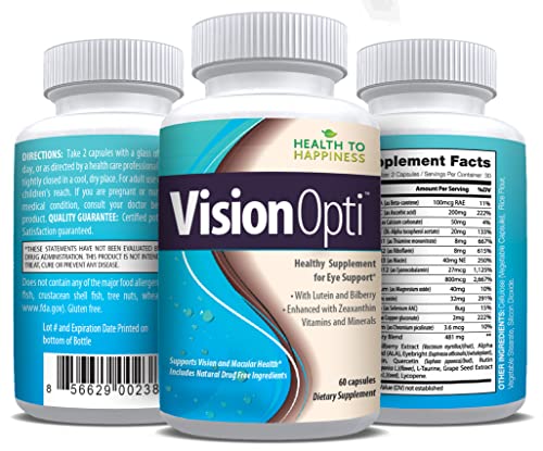Vision Opti, Great Eye Health Supplement | Supports Vision and Macular Health with Lutein, Zeaxanthin, Selenium, Zinc and Vitamins A and C | 60 Caps