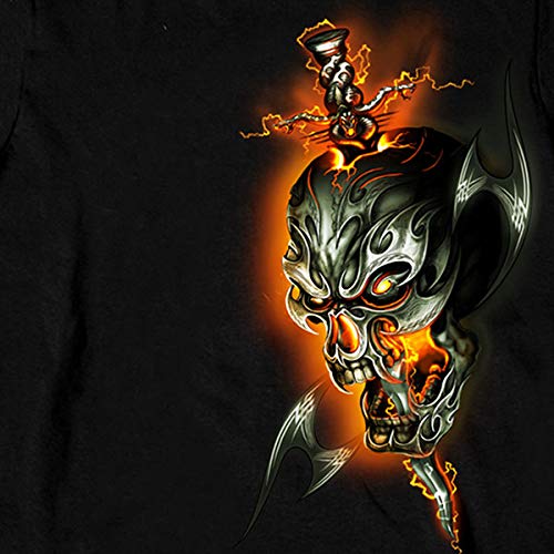 Hot Leathers Electric Skull Long Sleeve Biker T-Shirt (Black, Large)