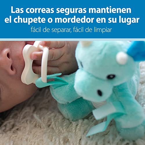 Dr. Brown's Baby Lovey Pacifier Holder and Teether Clip, Lion with White HappyPaci, 100% Silicone, 0-6m