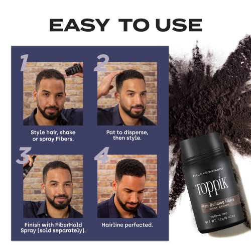 Toppik Hair Building Fibers, Medium Brown, 27.5g | Fill In Fine or Thinning Hair | Instantly Thicker, Fuller Looking Hair | 9 Shades for Men and Women